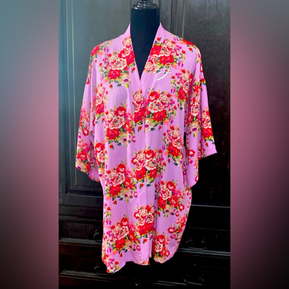 Purple with Rose petals kimono - one size